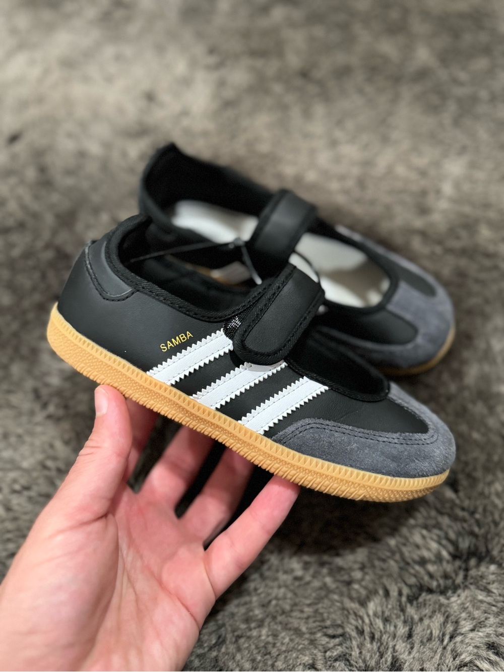 Adidas Kids Samba Black/Gray Mary Jane Shoes